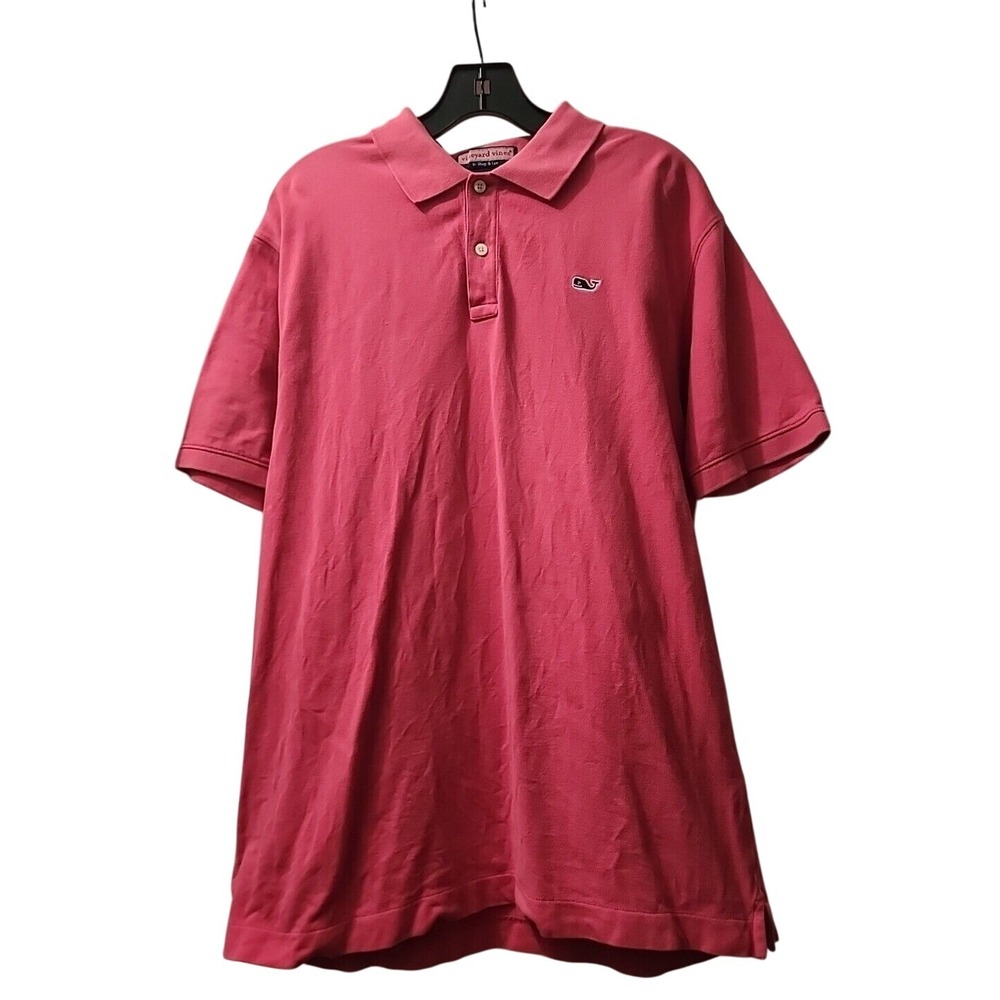 Vineyard Vines Men's Polo Shirt Size Medium Pink ‎ Short Sleeve 100% Cotton